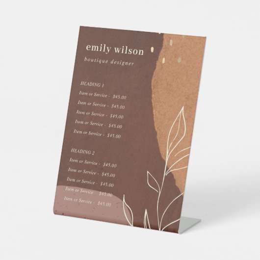 Abstracte serviceprijs voor Oranje reust Leafy Fol Reclamebord Met Voetstuk (Voorkant)