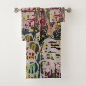 Abstracte set handdoeken van batik Boho Bath (Insitu)