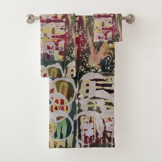 Abstracte set handdoeken van batik Boho Bath (Insitu)