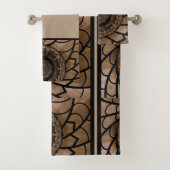 Abstracte set handdoekjes voor donker en beige don bad handdoek (Insitu)