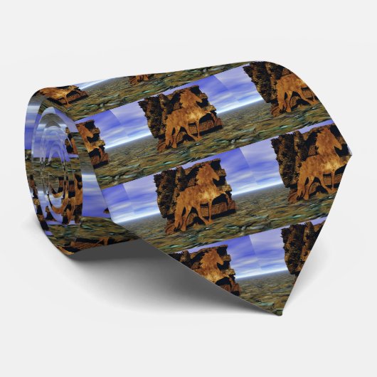 Abstracte set IJslandse paarden in steen Stropdas (Opgerold)