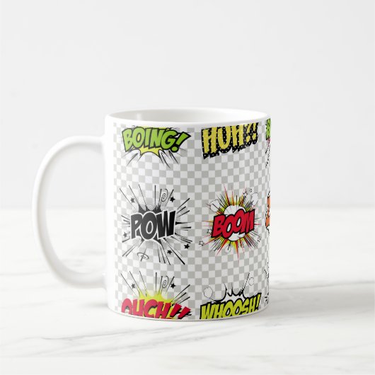 abstracte set kunstobjecten van de pop op een spec koffiemok (Links)