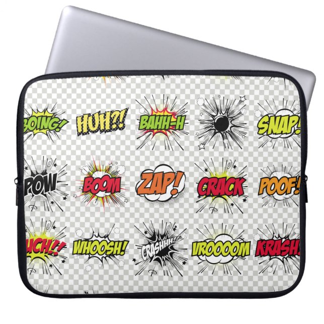 abstracte set kunstobjecten van de pop op een spec laptop sleeve (Voorkant)
