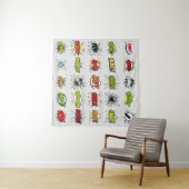 abstracte set kunstobjecten van de pop op een spec wandkleed (In Situ (horizontaal))