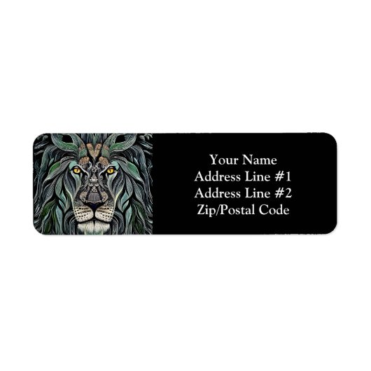 Abstracte Shabby Chic King Lion Etiket (Voorkant)