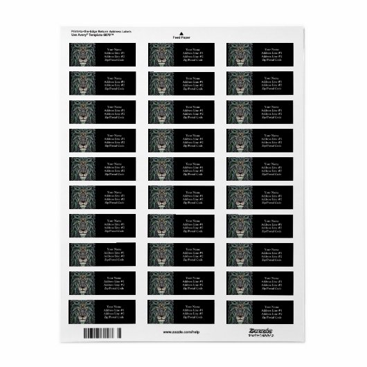 Abstracte Shabby Chic King Lion Etiket (Full Sheet)