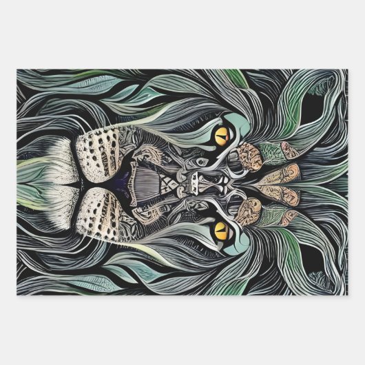 Abstracte Shabby Chic King Lion Inpakpapier Vel (Voorkant)