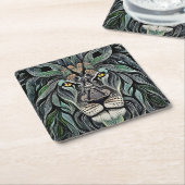 Abstracte Shabby Chic King Lion Kartonnen Onderzetters (Schuin)