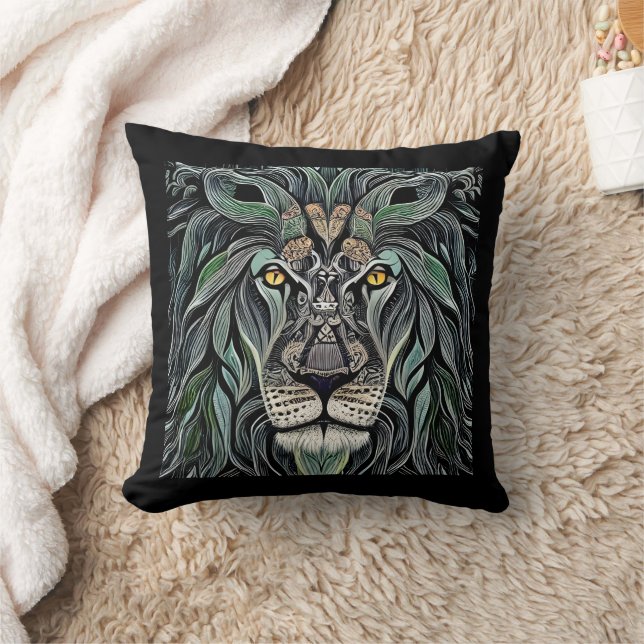 Abstracte Shabby Chic King Lion Kussen (Deken)