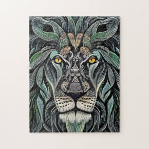 Abstracte Shabby Chic King Lion Legpuzzel