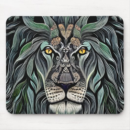 Abstracte Shabby Chic King Lion Muismat (Voorkant)