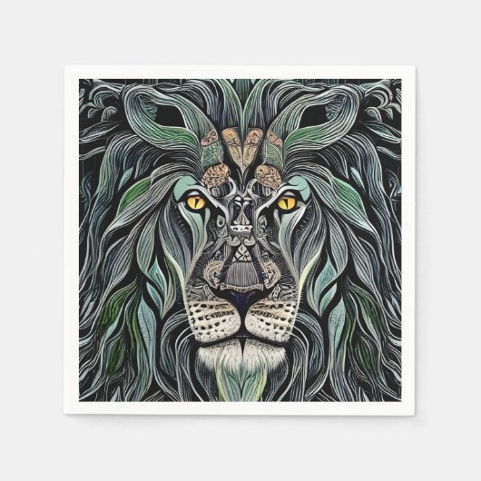 Abstracte Shabby Chic King Lion Servet (Voorkant)
