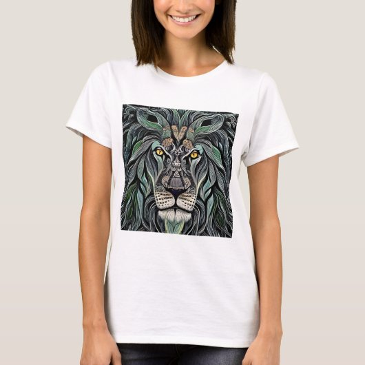 Abstracte Shabby Chic King Lion T-shirt (Voorkant)