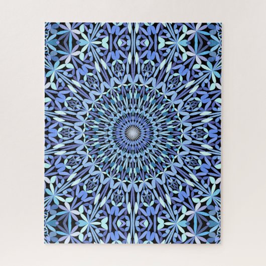 Abstracte Shades van Blue Floral Mandala Pattern Legpuzzel (Verticaal)
