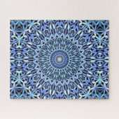 Abstracte Shades van Blue Floral Mandala Pattern Legpuzzel (Horizontaal)