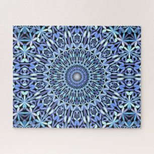 Abstracte Shades van Blue Floral Mandala Pattern Legpuzzel