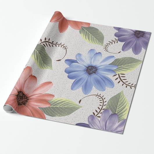 abstracte sierbloemolie, verfwand cadeaupapier (Uitgerold)