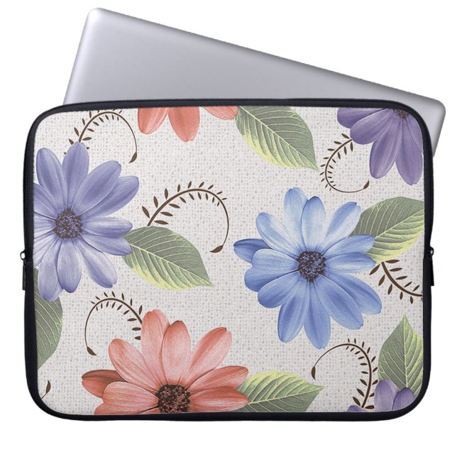 abstracte sierbloemolie, verfwand laptop sleeve (Voorkant)