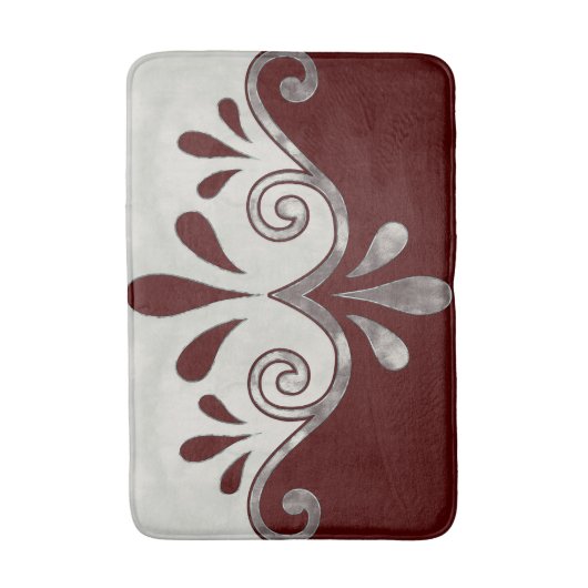 Abstracte siervorm in de Bourgogne en zilver Badmat (Voorkant Verticaal)