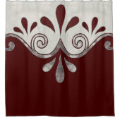 Abstracte siervorm in de Bourgogne en zilver Douchegordijn (Voorkant)