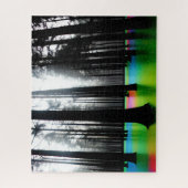 Abstracte Silhouetbomen in Rainbow Lake Legpuzzel (Verticaal)
