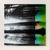 Abstracte Silhouetbomen in Regenboogwateren Legpuzzel (Verticaal)