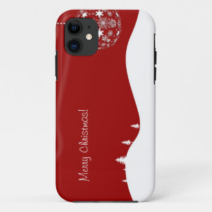 Abstracte Silhouette met rode en witte kerst iPhone 11 Hoesje