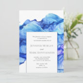 Abstracte Silk Blue bruiloft uitnodiging (Staand voorkant)