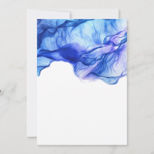 Abstracte Silk Blue bruiloft uitnodiging (Achterkant)