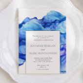 Abstracte Silk Blue bruiloft uitnodiging