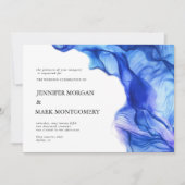 Abstracte Silk Blue bruiloft uitnodiging (Voorkant)