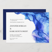 Abstracte Silk Blue bruiloft uitnodiging (Voorkant / Achterkant)