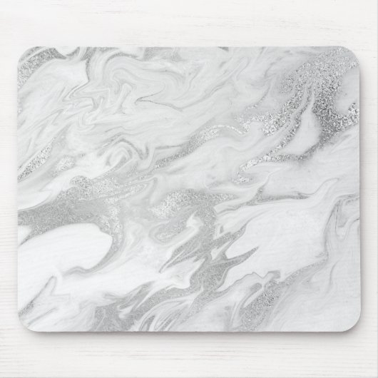 Abstracte Silver Gray Carrara White Marble Muismat (Voorkant)