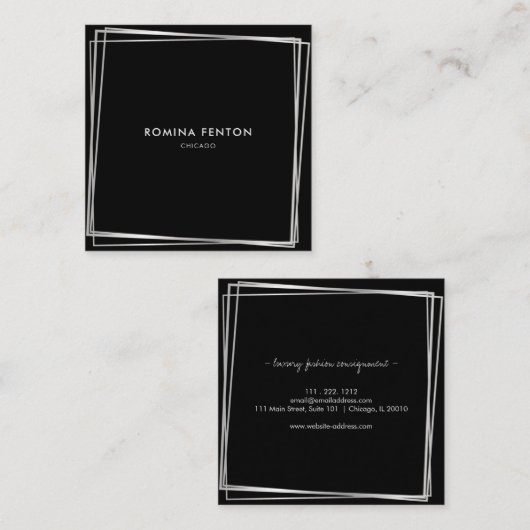 Abstracte Silver Lijsten Moderne Professional Vierkante Visitekaartje (Voorkant / Achterkant)