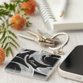 Abstracte Silver Pisces Zodiac Sleutelhanger (Voorkant Rechts)