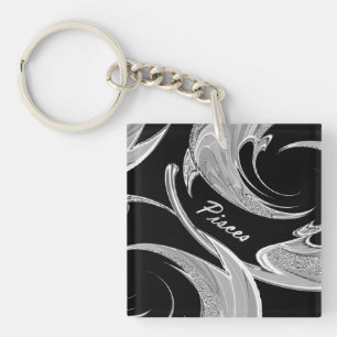 Abstracte Silver Pisces Zodiac Sleutelhanger