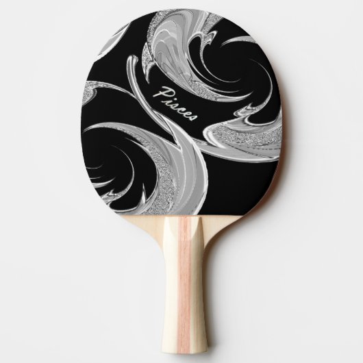 Abstracte Silver Pisces Zodiac Tafeltennisbatje (Achterkant)