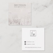 Abstracte Silver Rainfall Ketting Band Sjabloon Vierkante Visitekaartje (Voorkant / Achterkant)