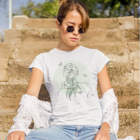 Abstracte Simple Line Art-illustratie van vrouw T-shirt