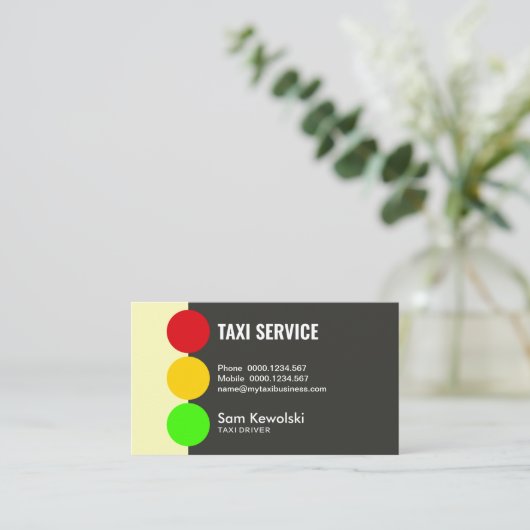 Abstracte Simple Traffic Lights Signal Taxi Servic Visitekaartje (Staand voorkant)
