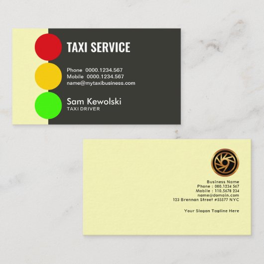 Abstracte Simple Traffic Lights Signal Taxi Servic Visitekaartje (Voorkant / Achterkant)