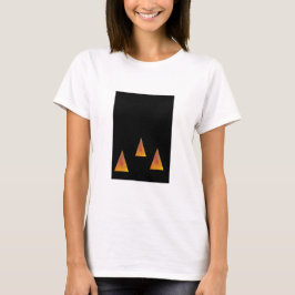 Abstracte sinaasappel driehoeken op zwart t-shirt