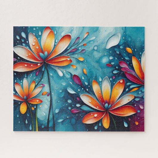 Abstracte Sinaasbloemen Aquarel Legpuzzel (Horizontaal)