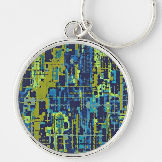 Abstracte sjabloon Blauwe Groenen Sleutelhanger (Voorkant)