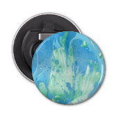 Abstracte Sjabloon Trendy Blue Green Marble Button Flesopener (Voorkant)