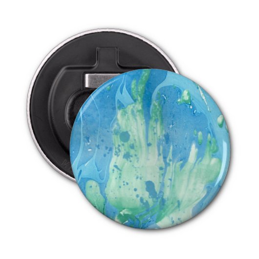 Abstracte Sjabloon Trendy Blue Green Marble Button Flesopener (Voorkant)