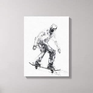 Abstracte skater in beweging canvas afdruk