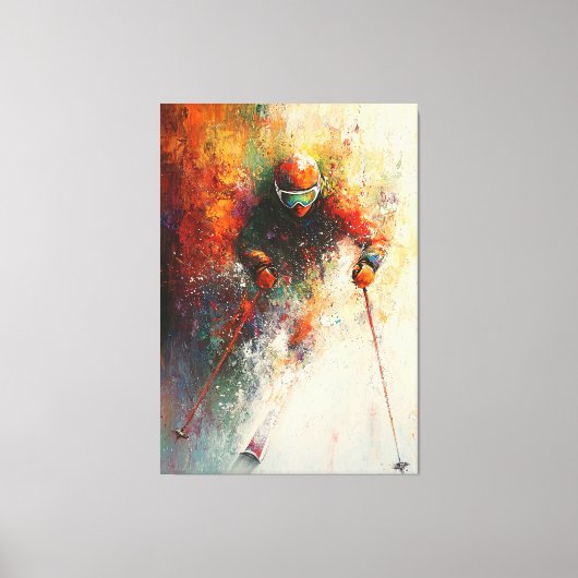 Abstracte Skier Art - Wintersport Actie Canvas Afdruk (Voorkant)