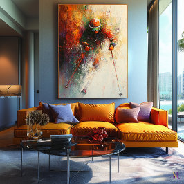 Abstracte Skier Art - Wintersport Actie Canvas Afdruk