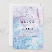 Abstracte Sky Blue & Paarse Waterverf Galaxy Invi Kaart (Voorkant)